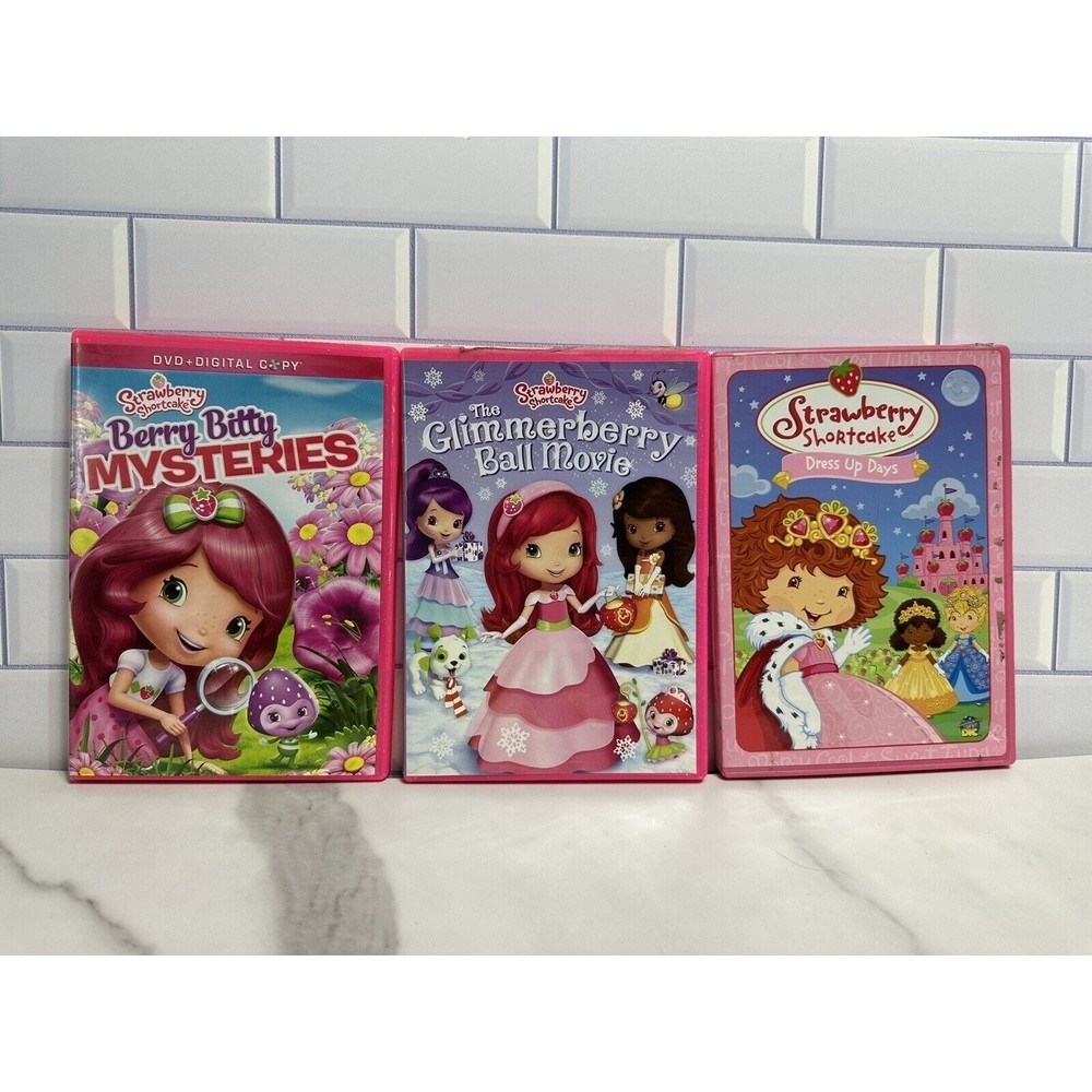 Strawberry Shortcake DVD lot of 3 Glimmerberry Ball, Dress up Days, Mysteries